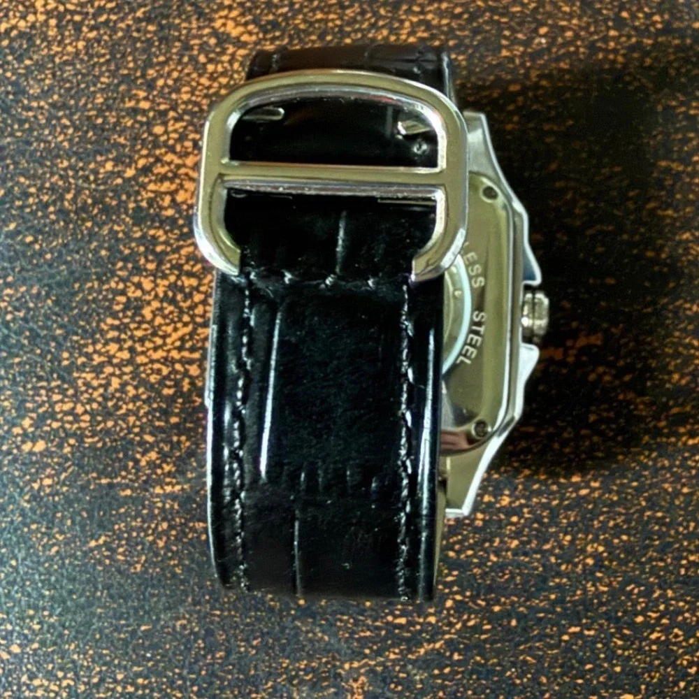 PINDU P6515 Men's Square‎ Automatic Watch Leather Deployment Clasp Dress 22mm